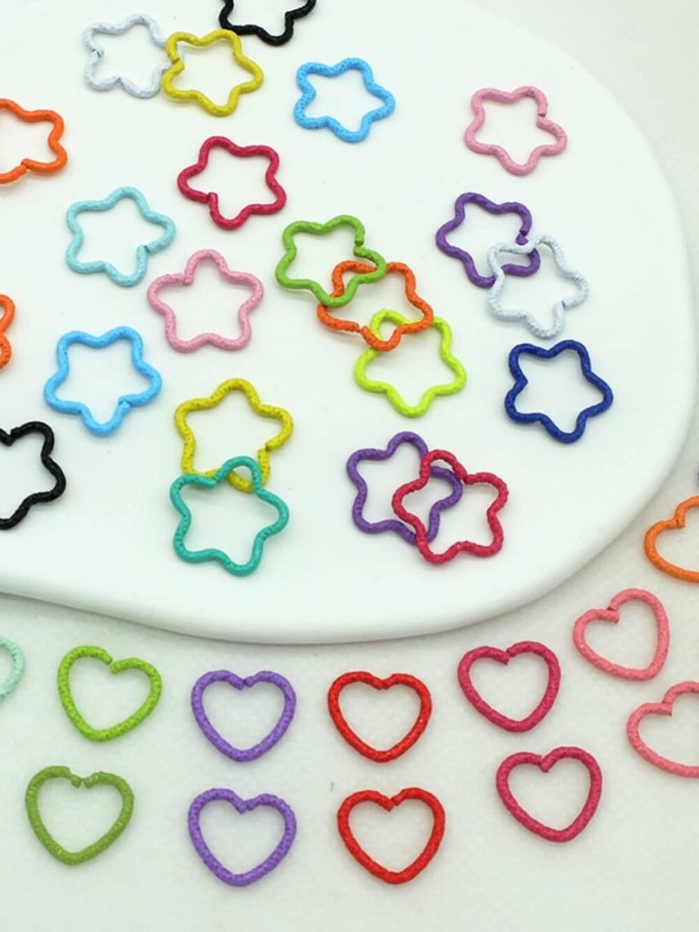 100PCS Colorful Star and Love Shape Braids Ring Clips Hair Jewelry Braid Locs Ha